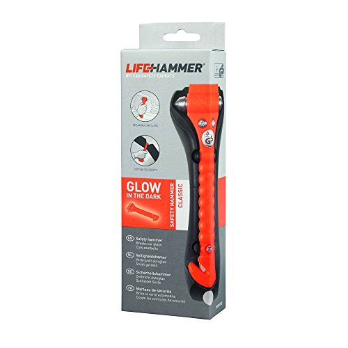 Lifehammer Brand Safety Hammer, the Original Emergency Escape and Rescue Tool with Seatbelt Cutter, Made in the Netherlands, Glow Orange