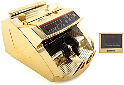 Cash counting machine displaying a value range of $315.00 to $335.00.