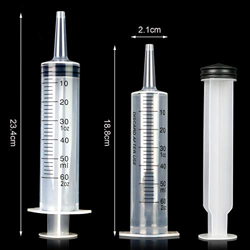 HAKACC 60 ml Disposable Syringe,Feeding Syringe Sterile Package,50 ml to 60 ml Medical Grade Catheter Tip (1 Pack)