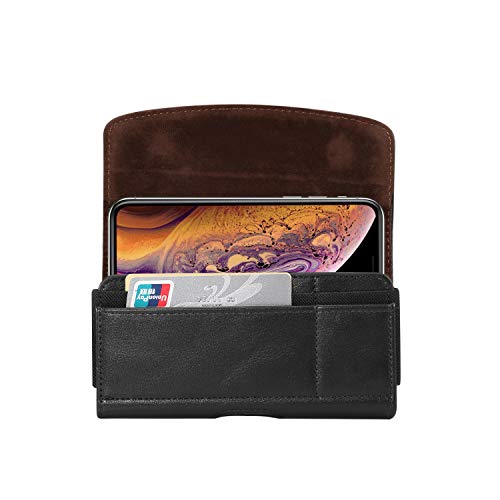 Horizontal PU Leather Belt Clip Holster Pouch Cell Phone Case Holder Card Slots for iPhone XR 8+ 7 Plus/Moto G7 G6 E5 E4 Plus Z3 Z2 Play/BLU Studio Mega/Vivo XL4 / HTC U12+/Sony Xperia XZ2 - Thumbnail 2