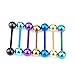IPINK 14G Titanium Anodized Surgical Steel Nipple Tongue Ring Barbell Body Piercing 7 Pieces