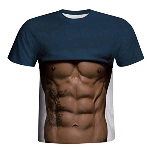 KFSO Men Ugly Funny T-Shirt Novelty 3D Muscle Short Sleeve Shirt (Brown B, M) - Thumbnail 2