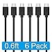 MAXGADGET 4326678379 Durable Android Micro USB Charging Cables for Galaxy S7/S6, Nexus, LG, HTC, Sony, Motorola and More - 8'' L - Black - 6 Piece