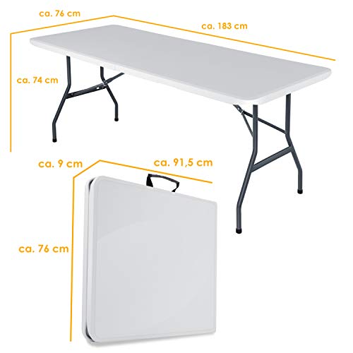 KESSER® Buffettisch Tisch klappbar Kunststoff 183x76 cm Campingtisch Partytisch Klapptisch Gartentisch für Garten, Terrasse und Balkon zusammenklappbar 6 Personen inkl. Tragegriff, Weiß – Bild 8