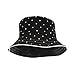 Black Patent Polka Dot Reversible Waterproof Bucket Rain Hat, Foldable, One Size