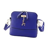 Outtop Women Messenger Bags Vintage Small Shell Leather Handbag Casual Bag (Blue)