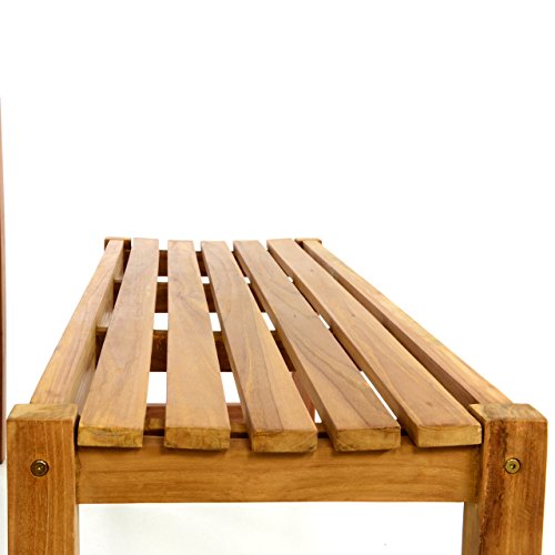 Divero Garten- & Picknick-Set Sitzgruppe Gartenmöbel-Garnitur 3-teilig 1 Tisch 2 Bänke behandelte unbehandelte Oberfläche Teak-Holz massiv 150 135 cm wählbar (150 cm, braun) – Bild 6