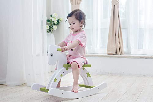 Labebe Baby Schaukelpferd Holz, Schaukelpferd Grün mit Stern für Baby 1-3 Jahre Alt, Baby Schaukeltier Grün/Schaukel… – Bild 4
