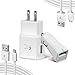 Axmda Adaptive Fast Charger Kit for Samsung Galaxy S6 / Galaxy S7 & S7 Edge ,Quick Charge 2.0 Adapter Micro USB 2.0 Cable Kit (Wall Charger + Car Charger + 2 x Micro Cable) for Note 4, S3,and more