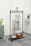 Chic Garment Rack Metal Hanging Clothes Clothing Racks Stand with Bottom Shelf for Shoes (Black) (Kitchen)