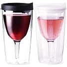 Vino2Go Double Wall Acrylic Tumbler with Black and Frost Lids, 10 oz, Pack of 2
