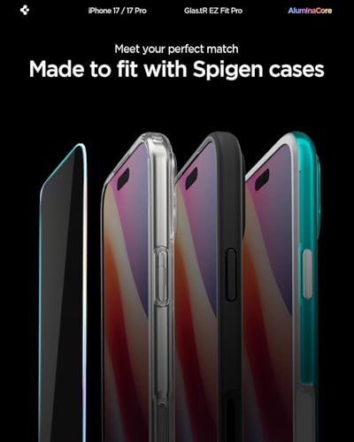 Spigen GLAStR EZ Fit PRO for iPhone 17 PRO Screen Protector | iPhone 17 | iPhone 16 PRO Premium Tempered Glass [Aluminum-Enhanced Durability] Impact resistance [2 PACK]