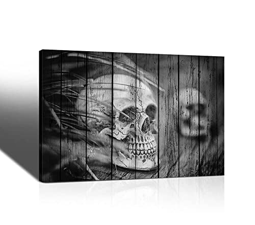 guiguziyishu Vintage Stay Positive Skull Sign Wall Decorations Funny - Retro Black White for Home Living Room Bedroom Decor Gifts - 24x36 Inch