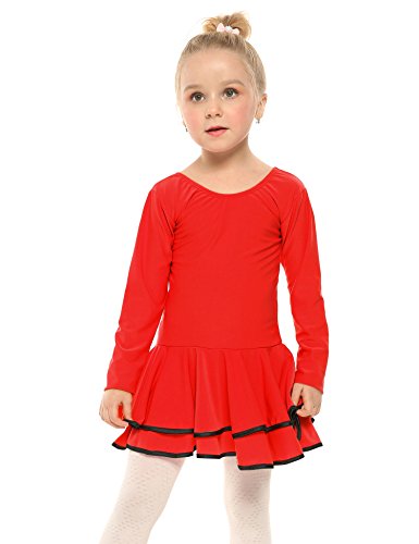 Arshiner Kids Girl O-Neck Long Sleeve Ruffled Hem Tutu Dress Costumes