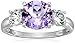 Amazon Collection Amethyst and White Topaz Three Stone Ring in Sterling Silver, Size 6