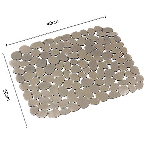 Quable Sink Drainer Mat,Kitchen Sink Mat Protector PVC Protects Glass Pebble Brown (3 PACK)