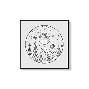 Framed Canvas Home Artwork Decoration Night Canvas Wall Art for Living Room, Bedroom - 16x16 inches