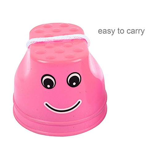 Gosear Kids Toy, Plastic Stilt 1 Pair Plastic Smile Face Walking Jumping Feet Stilts Balancing Shoes for Kids Children Outdoor Walker Sport Games Toy Pink - Thumbnail 3