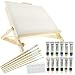 US Art Supply 21-Piece Acrylic Painting Table Easel Set with, 12-Tubes Acrylic Painting Colors, 11"x14" Stretched Canvas, 6 Artist Brushes, Plastic Palette with 10 Wells primary