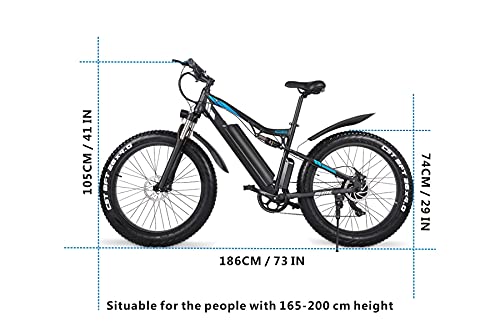 VOZCVOX Electric Bike,Electric Mountain Bike With 26" Fat Tire,Ebike with 48V 17AH Removable Lito-Battery,LCD Waterproof Display,Full Suspension,Shimano 7 Speed - Image 5