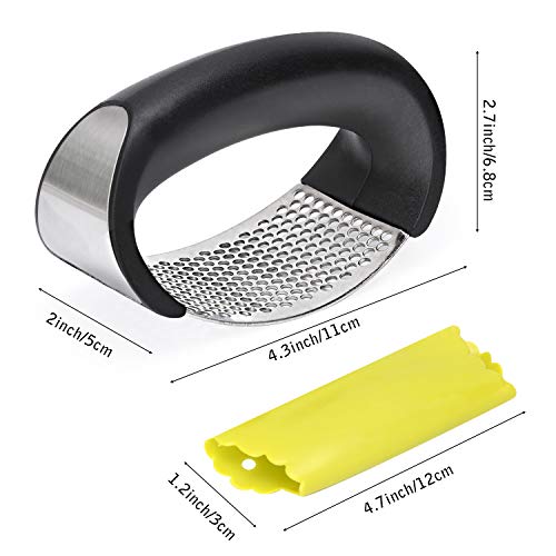 Garlic Press Garlic Peeler Set, Stainless Steel Garlic Rocker with Handle Professional Grade & Dishwasher Safe - Thumbnail 5