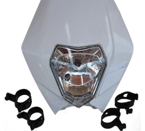 Motorcycle Dirt Bike Dual Sport Off-Road Headlight for Honda Kawasaki Suzuki Yamaha KTM Custom (White)
