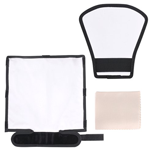 Veatree Flash Diffuser Reflector Kit Bend Bounce Positionable Diffuser + Silver/White