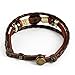 WILD-WIND (TM Unique Art Metal Button Ring Braided Leather Adjustable Wrap Bracelet (Circle)
