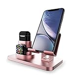 Apple Watch Stand,Maksut 3n1 Charging Stand Dock Station for iWatch Holder,iPhone X/7/5s/6S/PLUS iPad/Samsung Tablet with Case,Support NightStand Mode (Rose Gold)