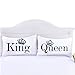 Sleepwish King and Queen Crown Design Pillow Cases Bedding Pillowcase Set of 2 Crown Pillow Cover Wedding Couples Gift (20 x 36 inch)
