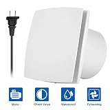 Hon&Guan 6 Inch Home Ventilation Fan Bathroom Garage Exhaust Fan with 150mm Opening Ceiling and Wall Mount - Strong Exhaust for Kitchen/Bathroom/Bedroom/Office (Ultra Silent) 150A