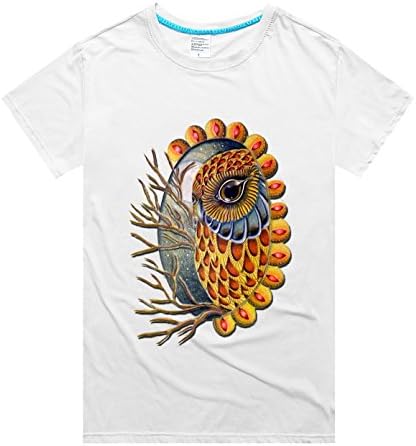 TaDey Owl Beautiful Egg-Shaped Image T-Shirt for Mens XL white