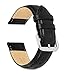 deBeer Brand Smooth Leather Watch Band (Silver Buckle) - Black 18mm (Extra Long Length)