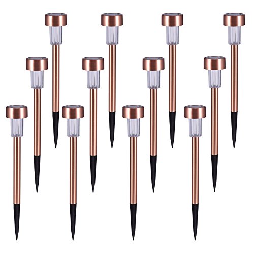Kinna 12-Pack Solar-Powered Stainless Steel Path Lights For Patio Yard Landscape And Outdoor Garden