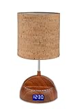 LighTunes LS1001-WOD-BT Bluetooth Speaker Lamp with Alarm Clock, FM Radio, and USB Charging Port, Wood Grain