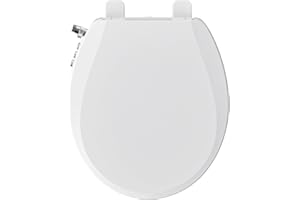 Clirass Bidet Toilet Seat, Soft Close Round Toilet Seat, Button control Feminine/Posterior Wash Switch, Knob Control Water Pressure,White Bidet Seat Attachment with Brass inlet