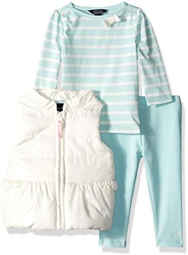 Nautica Baby Girls' Vest, Shirt and Jegging, Cream, 6/9 Months