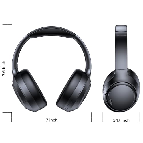 Hybrid Active Noise Cancelling Bluetooth 6.0 Headphones 120H Long Playtime, 6 ENC Mic, Over Ear Headphones Wireless, Hi-Res Audio, Memory Foam Earcup, Transparency Mode ANC Headphone for Travel Office