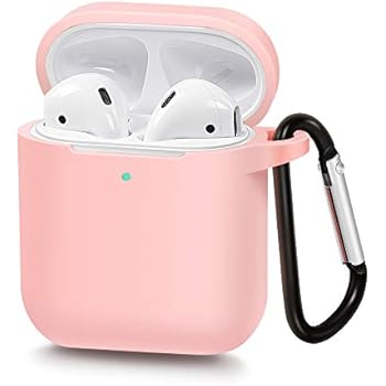 AirSha Compatible for AirPods Case with Keychain, Shockproof Protective Silicone Cover Skin for AirPods Charging Case 2 & 1 (Pink)