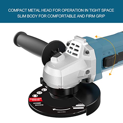 WESCO 750W Angle Grinder Tool, 11000RPM 115mm Angle Grinders with Auxiliary Handle, Spanner, Safety Guard for Grinding, Cutting, 3 Metal Grinding Wheels/WS4751.2