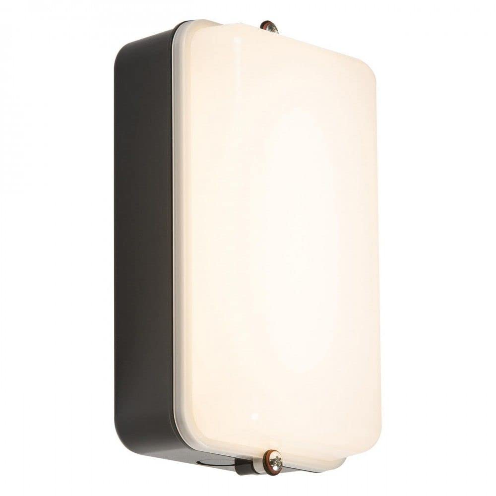 230V IP54 5W LED Security Amenity Bulkhead Black Base with Opal Diffuser Cool White 4000K