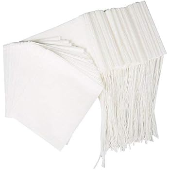 BetyBedy Tea Filter Bags, Disposable Tea Infuser, Safe & Natural Material, 1-Cup Capacity, Drawstring Empty Bag for Loose Leaf Tea, Set of 100（3.15 x 3.94 inch）