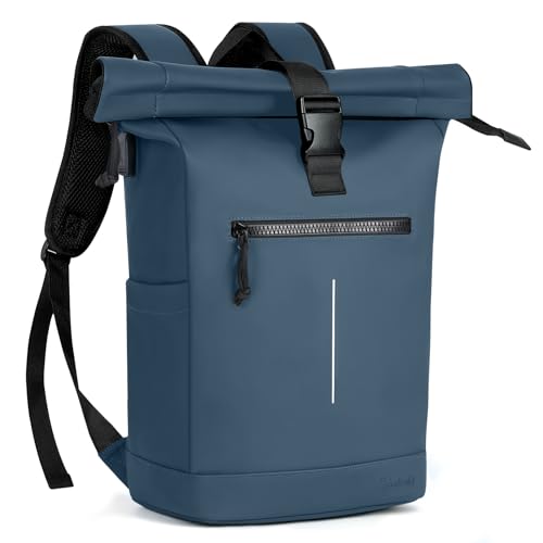 Lekeinchi Großer Rolltop Rucksack Wasserdicht, 17" Laptopfach, Blau(XL)