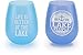 Pavilion Gift Company We People Lake Blue Silicone Wine Glass Set, Multicolor