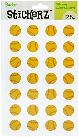 Yellow Softball Stickers by Stickerz (3 Pack of 28 Stickers)