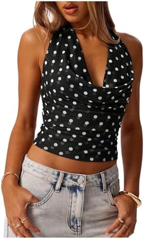 MakeMeChic Women's Halter Top Sleeveless Twist Front Going Out
