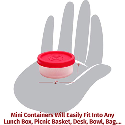 Condiment Cups Containers with Lids- Salad Dressing Container to go Small Food Storage Containers with Lids- Sauce Cups Leak proof Reusable Plastic BPA free 6 pk. 1.3 oz. for Lunch Box Picnic Travel