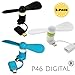 P46 Digital 2-in-1 Mini Fan Bundle for iPhone/iPad and Android - 3 Piece