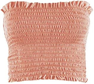 Womens Sheering Boob Tube Gather Smoken Strapless Bandeau Ladies Shirred Crop Top UK Size 6-12