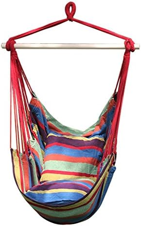 Garden Hanging Rope Chair Cotton Padded Swing Chair Hammock Seat Canvas